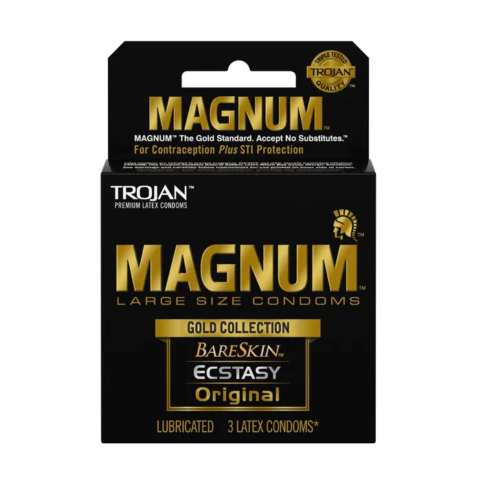 Male Sex Toys Trojan Condoms Trojan Magnum Large Size Gold Collection Condoms 3 Pack