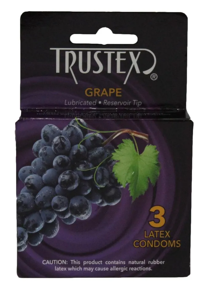 Male Sex Toys Trustex Trustex Lubricated Reservoir Tip Flavored Latex Condom Grape