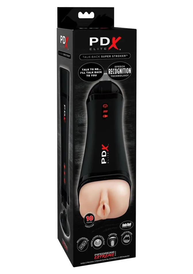 Pipedream Extreme Elite Rechargeable Talk-Back Super Masturbator - Pussy | PDX Elite Male Sex Toys