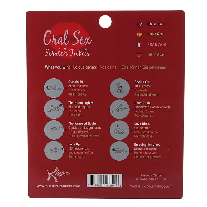 X's & Oh's Love Boutique Oral Sex Scratch Tickets | Couples