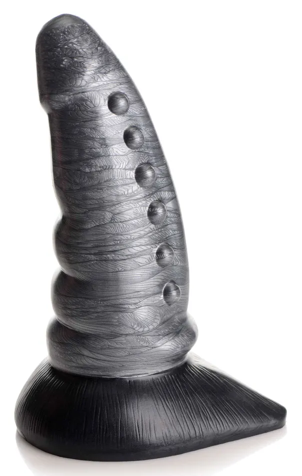 XR Brands Creature Cocks Dildos Beastly Tapered Bumpy Silicone Dildo Silver