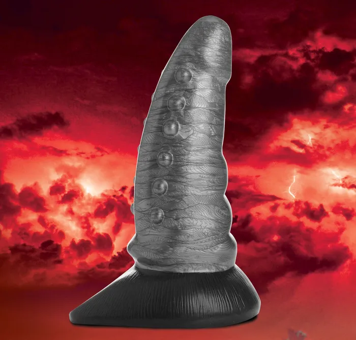 XR Brands Creature Cocks Dildos | Beastly Tapered Bumpy Silicone Dildo - Silver