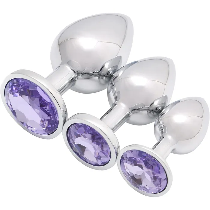 Aimitoy Anal 3 Pcs Luxury Jewelry Design Anal Butt Plug Light PurpleRounded