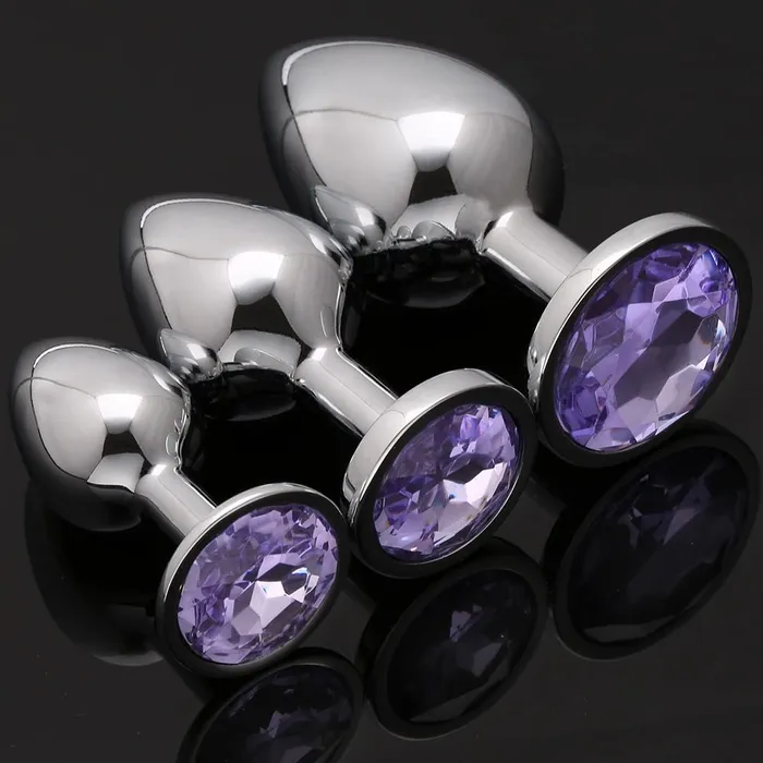 Aimitoy Anal | 3 Pcs Luxury Jewelry Design Anal Butt Plug (Light Purple/Rounded)