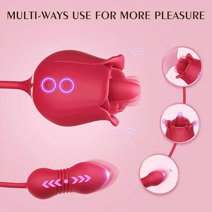 Aimitoy Vibrators | Thrusting Rose Licking Vibrator Red