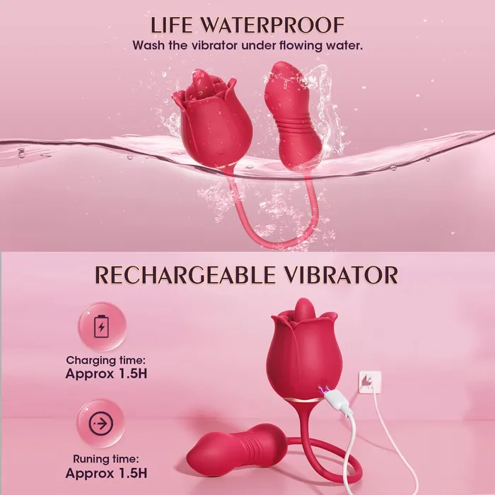 Aimitoy Vibrators | Thrusting Rose Licking Vibrator Red