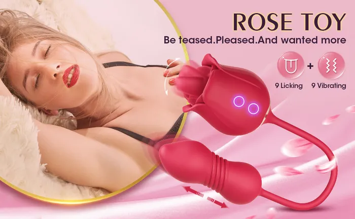 Aimitoy Vibrators | Thrusting Rose Licking Vibrator Red