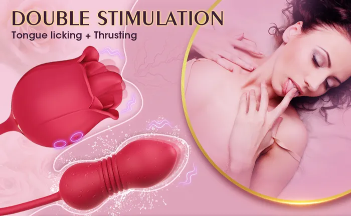 Aimitoy Vibrators | Thrusting Rose Licking Vibrator Red