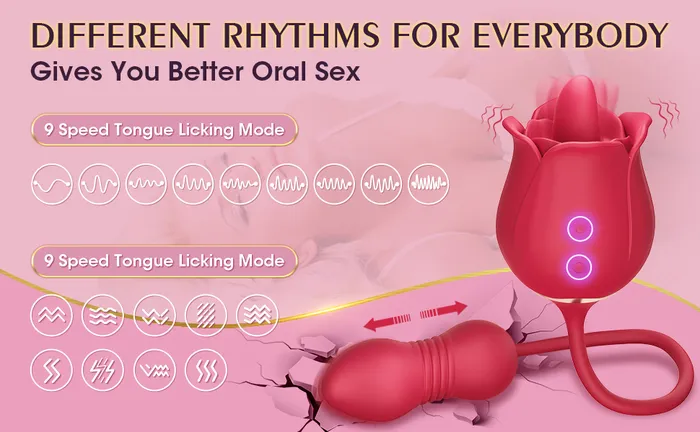 Aimitoy Vibrators | Thrusting Rose Licking Vibrator Red