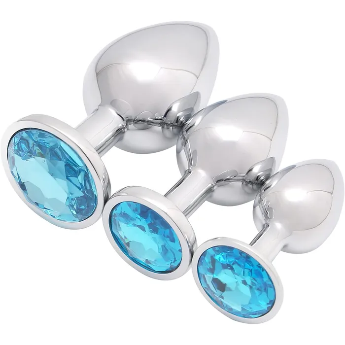 Anal Aimitoy 3 Pcs Luxury Jewelry Design Anal Butt Plug Light BlueRounded