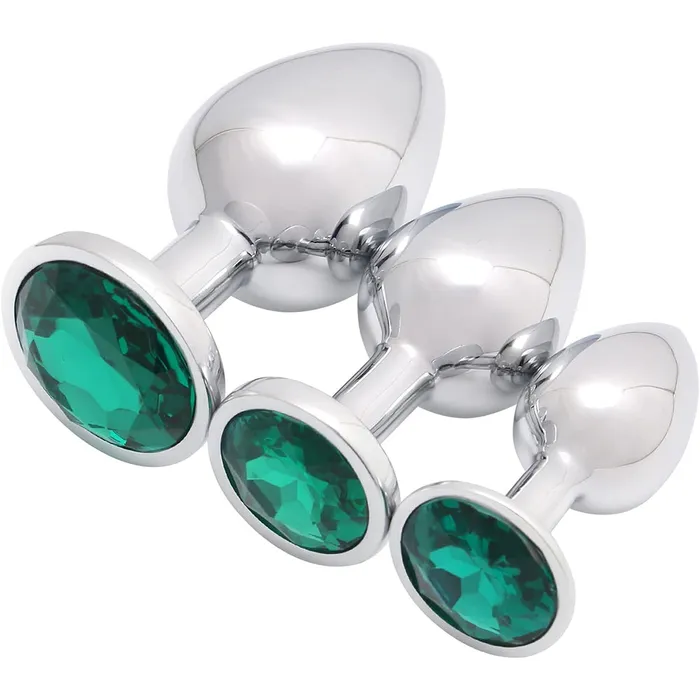 Anal | Aimitoy 3 Pcs Luxury Jewelry Design Anal Butt Plug (Light Blue/Rounded)