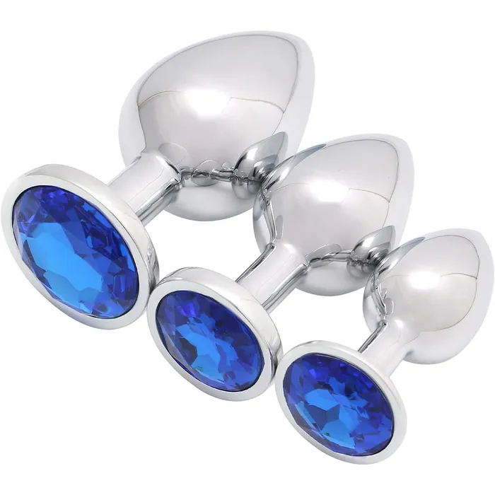 Anal | Aimitoy 3 Pcs Luxury Jewelry Design Anal Butt Plug (Light Blue/Rounded)