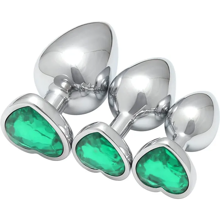 Anal | Aimitoy 3 Pcs Luxury Jewelry Design Anal Butt Plug (Transparent/Heard Shape)