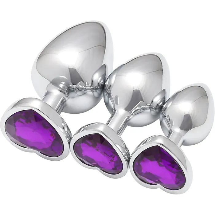 Anal | Aimitoy 3 Pcs Luxury Jewelry Design Anal Butt Plug (Transparent/Heard Shape)