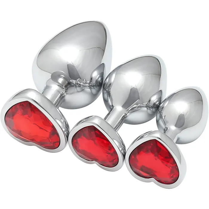 Anal | Aimitoy 3 Pcs Luxury Jewelry Design Anal Butt Plug (Transparent/Heard Shape)