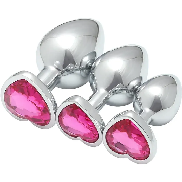 Anal | Aimitoy 3 Pcs Luxury Jewelry Design Anal Butt Plug (Transparent/Heard Shape)