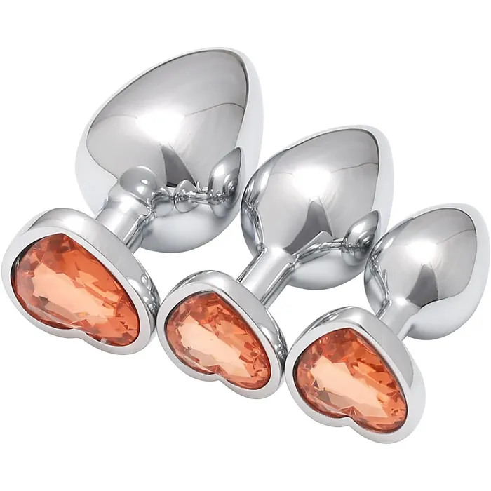 Anal | Aimitoy 3 Pcs Luxury Jewelry Design Anal Butt Plug (Transparent/Heard Shape)