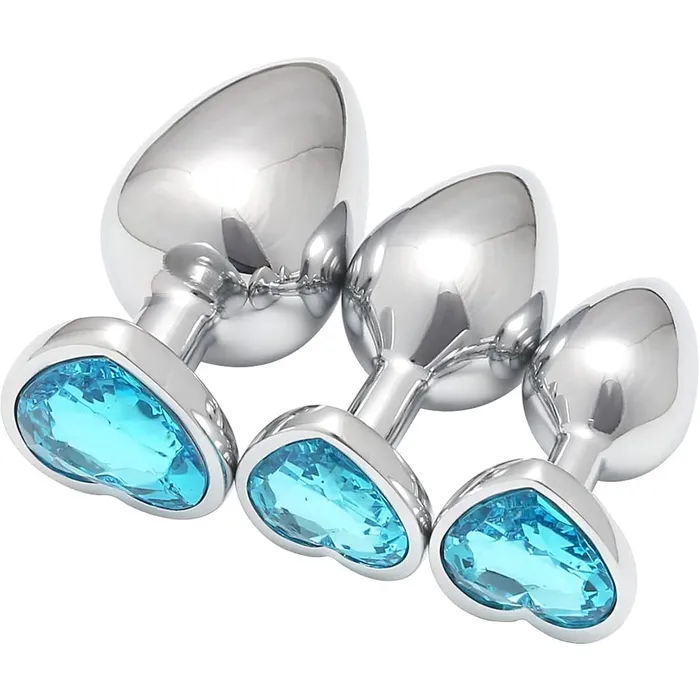 Anal | Aimitoy 3 Pcs Luxury Jewelry Design Anal Butt Plug (Transparent/Heard Shape)