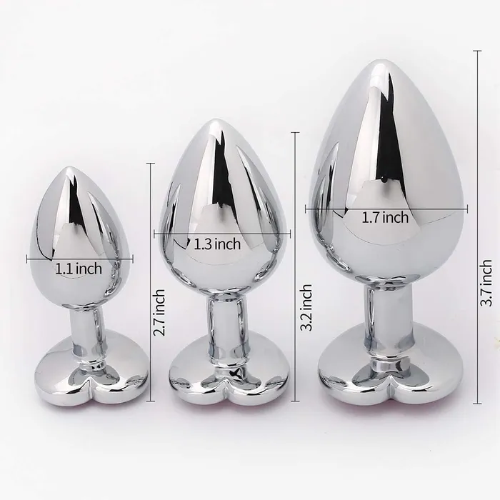 Anal | Aimitoy 3 Pcs Luxury Jewelry Design Anal Butt Plug (Transparent/Heard Shape)