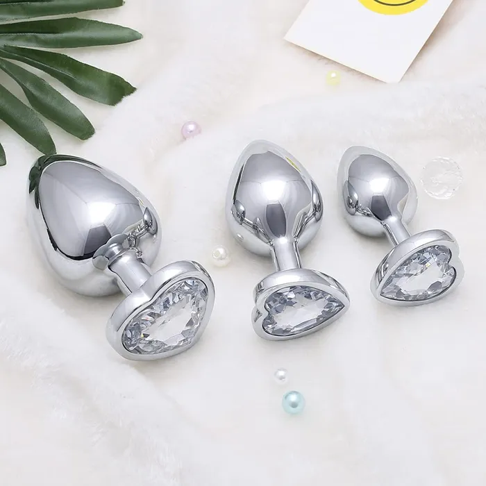 Anal | Aimitoy 3 Pcs Luxury Jewelry Design Anal Butt Plug (Transparent/Heard Shape)