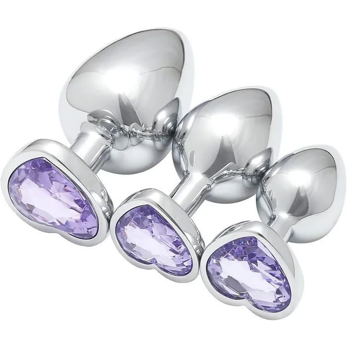 Anal | Aimitoy 3 Pcs Luxury Jewelry Design Anal Butt Plug (Transparent/Heard Shape)