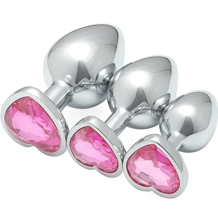 Anal | Aimitoy 3 Pcs Luxury Jewelry Design Anal Butt Plug (Transparent/Heard Shape)