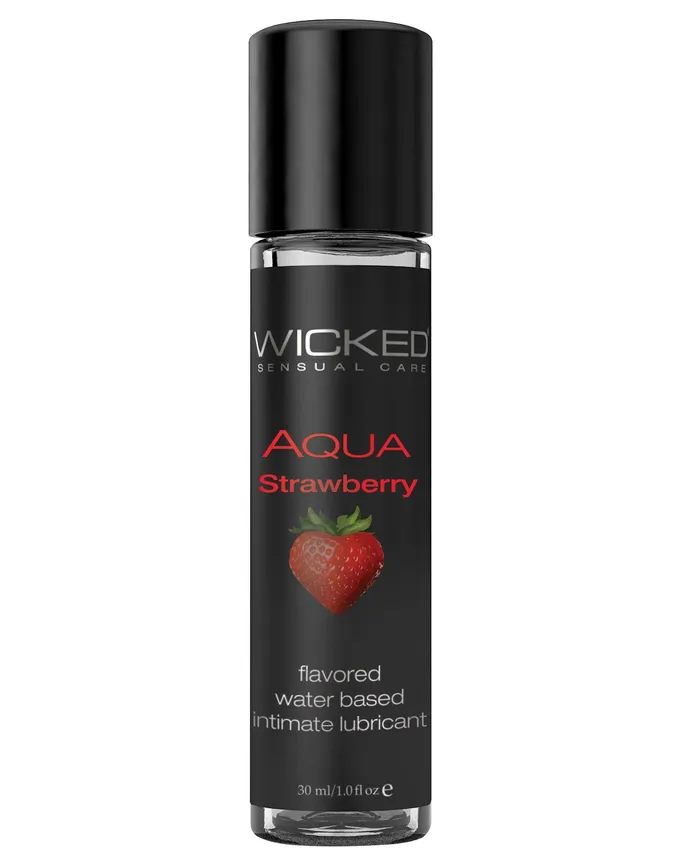 Lubricants Wicked Sensual Care Aqua Waterbased Lubricant 1 oz Strawberry Wicked Sensual Care