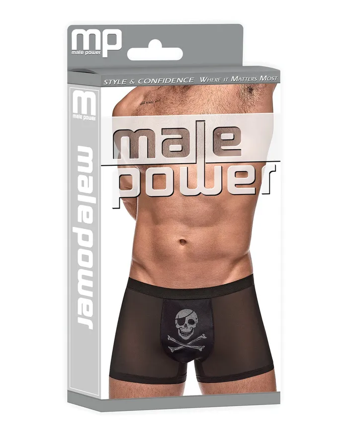 Male Power Anal | Private Screening Micro Mesh & Modal Skull Pouch Short Black LG