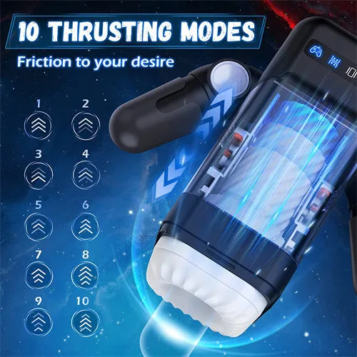 Male Sex Toys | Aimitoy Game Cup -Thrusting Vibrating Masturbator with Heating System Black