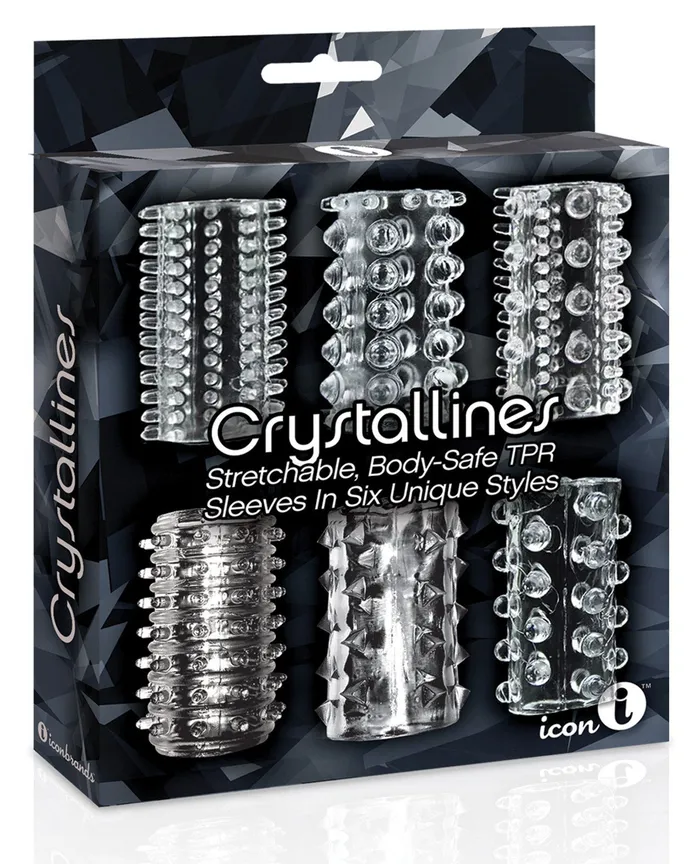 The 9s The 9s Crystalline TPR Cock Sleeve 6 Pack Clear Male Sex Toys