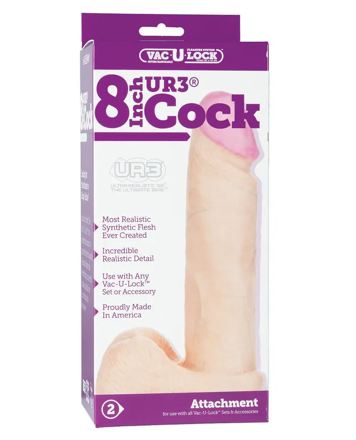 VacULock 8 Ultraskyn Cock Balls Attch White VacUlock Dildos