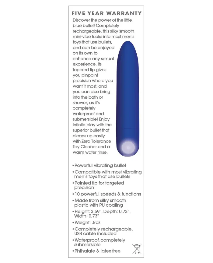 Zero Tolerance Zero Tolerance All Mighty Rechargeable Bullet - Blue | Anal